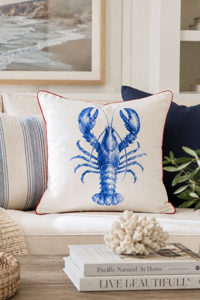 Kırmızı Biyeli Lobster Kırlent Kılıfı
