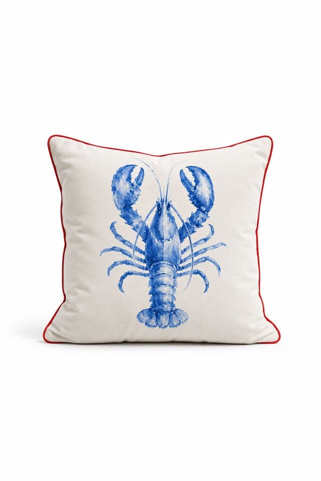 Kırmızı Biyeli Lobster Kırlent Kılıfı