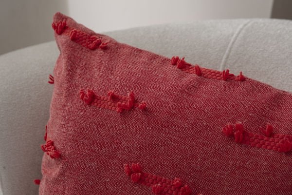 Şerit Bohem Punch Dokuma Kırlent Kılıfı Gül Kurusu