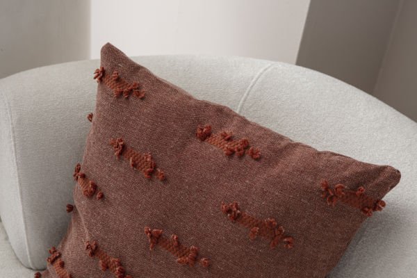 Şerit Bohem Punch Dokuma Kırlent Kılıfı Kiremit