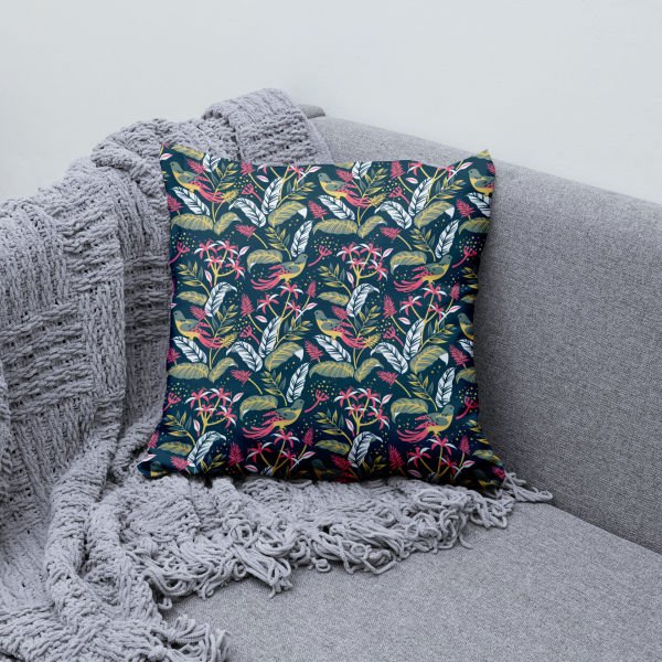 Çift Taraflı Sarı Kuşlar 4'lü Kırlent Kılıfı 418