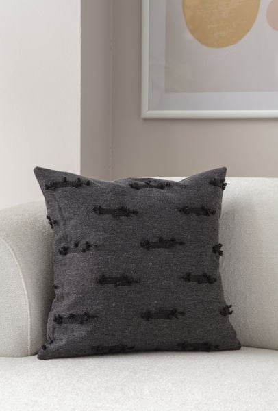 Şerit Bohem Punch Dokuma Kırlent Kılıfı Siyah