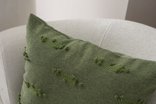 Şerit Bohem Punch Dokuma Kırlent Kılıfı Yeşil