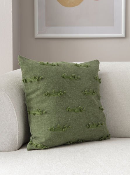 Şerit Bohem Punch Dokuma Kırlent Kılıfı Yeşil