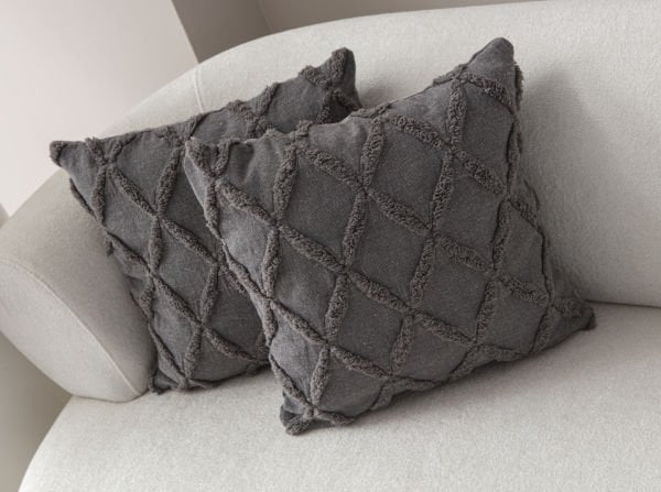 2'li Set Geometrik Desen Bohem Punch Dokuma Kırlent Kılıfı Gri