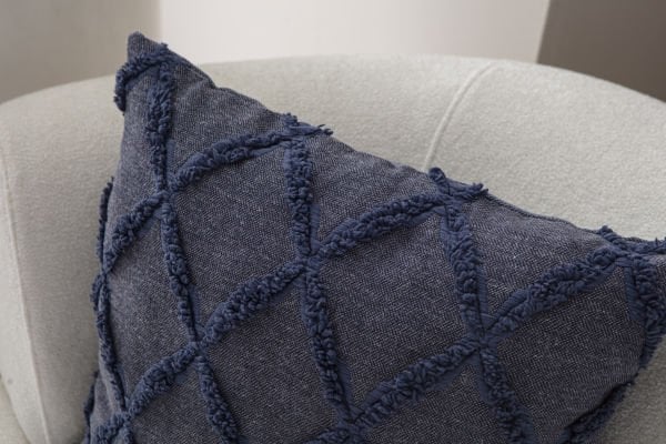 2'li Set Geometrik Desen Bohem Punch Dokuma Kırlent Kılıfı Mavi