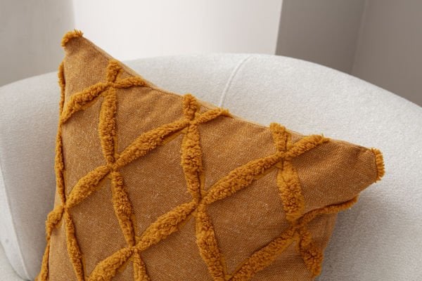 2'li Set Geometrik Desen Bohem Punch Dokuma Kırlent Kılıfı Turuncu