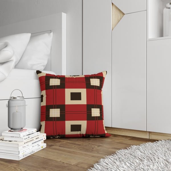 Çift Taraflı Ekoseli 4'lü Kırlent Kılıfı 421