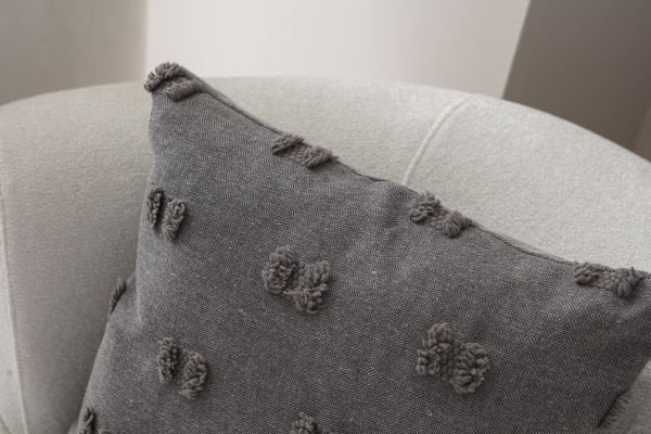 2'li Set Gri Bohem Punch Dokuma Kırlent Kılıfı