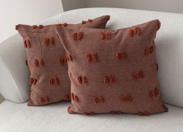 2'li Set Kiremit Bohem Punch Dokuma Kırlent Kılıfı