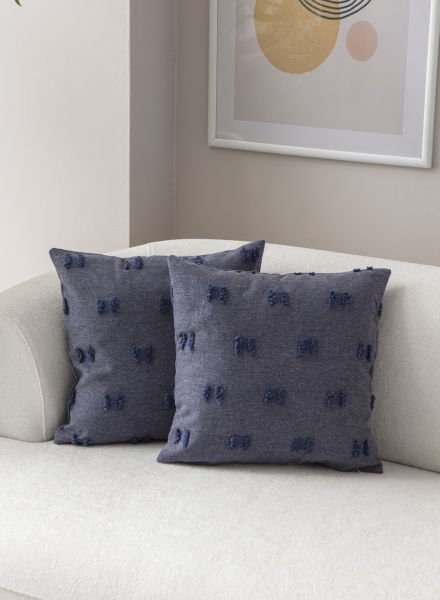 2'li Set Mavi Bohem Punch Dokuma Kırlent Kılıfı