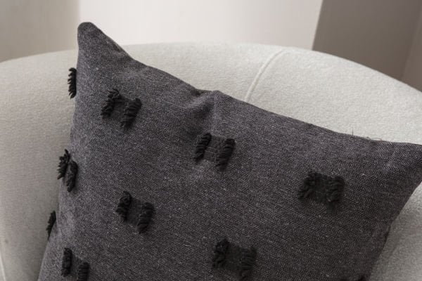 2'li Set Siyah Punch Dokuma Kırlent Kılıfı