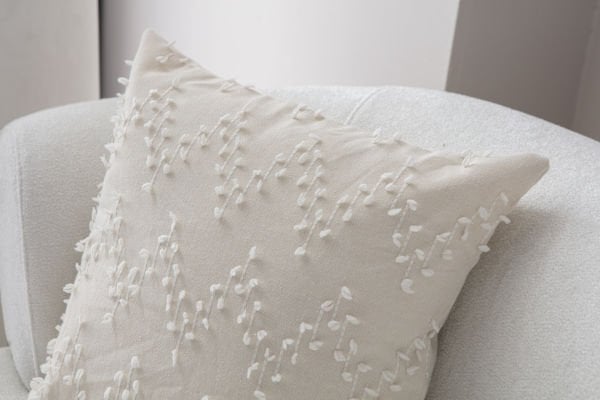 2'li Set Zigzag Desen Bohem Punch Dokuma Kırlent Kılıfı Krem