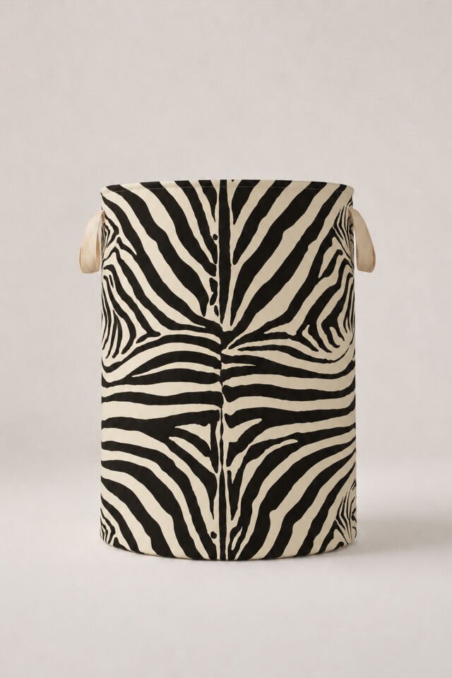 Zebra Desenli  Çamaşır Sepeti - 36x50 Cm