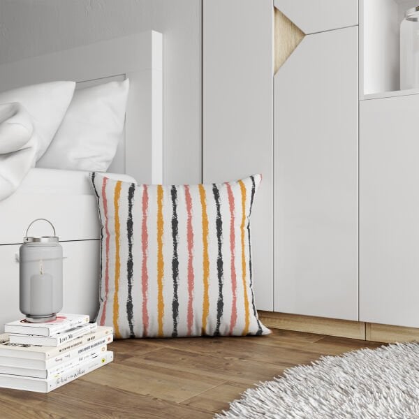 Çift Taraflı Renkli Çizgiler 4'lü Kırlent Kılıfı 425