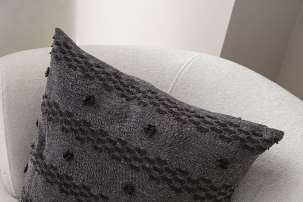 2'li Set Puantiye Detay Bohem Punch Dokuma Kırlent Kılıfı Siyah