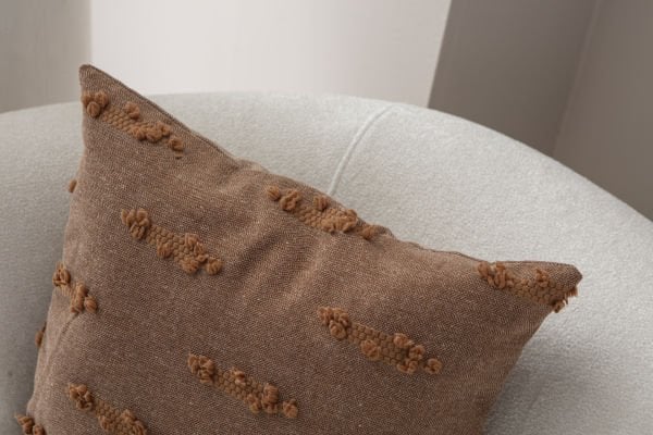 2'li Set Şerit Bohem Punch Dokuma Kırlent Kılıfı Kahverengi