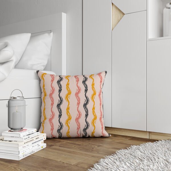 Çift Taraflı Renkli Çizgiler 4'lü Kırlent Kılıfı 426