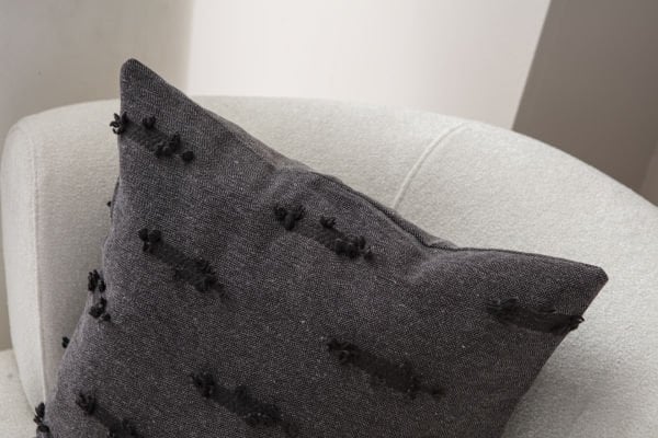 2'li Set Şerit Bohem Punch Dokuma Kırlent Kılıfı Siyah