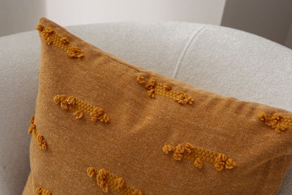 2'li Set Şerit Bohem Punch Dokuma Kırlent Kılıfı Turuncu