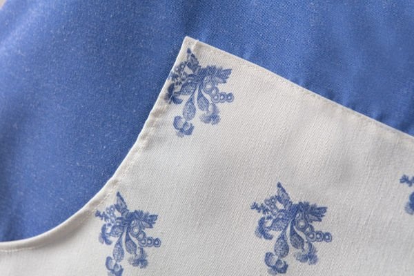 Pamuk Keten Cepli  Mutfak Önlüğü Mavi 55x70 Cm