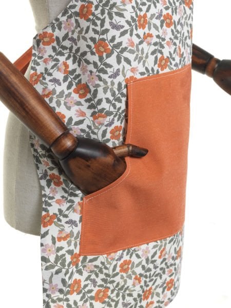 Çicek Desen Pamuk Keten Cepli  Mutfak Önlüğü  55x70 Cm