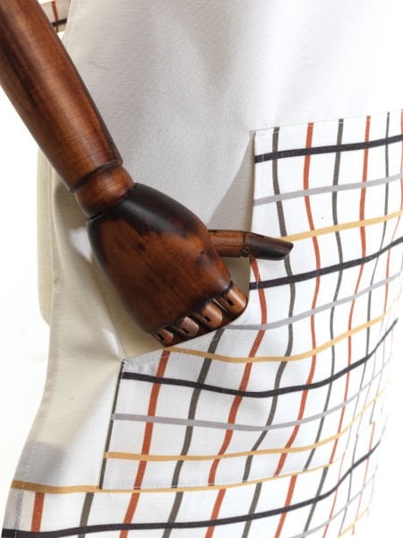 Renkli Çizgiler Pamuk Keten Cepli  Mutfak Önlüğü  55x70 Cm