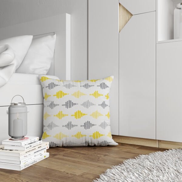 Çift Taraflı Bohem Sarı Çizgiler 4'lü Kırlent Kılıfı 429