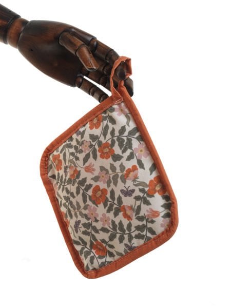 Çiçek Desen 2'li Pamuk Keten Mutfak Eldiven Takımı - 18x18 Cm+35x19 Cm