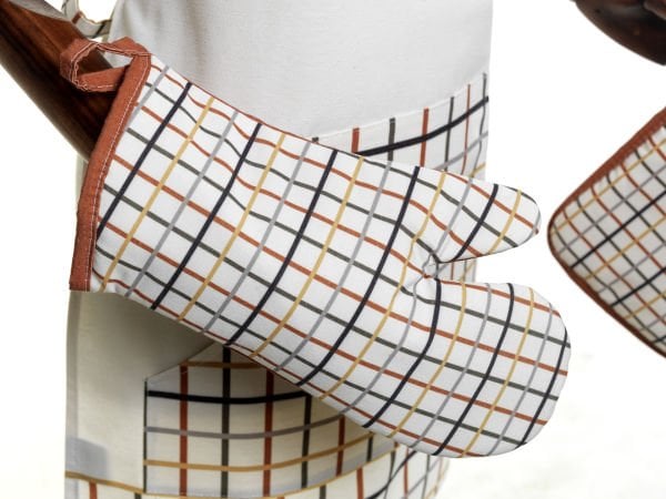 Renki Çizgili 2'li Pamuk Keten Mutfak Eldiven Takımı - 18x18 Cm+35x19 Cm