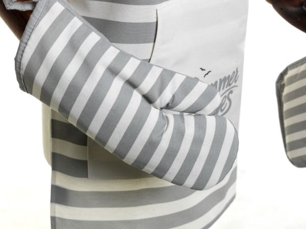 2'li Pamuk Keten Mutfak Eldiven Takımı Gri - 18x18 Cm+35x19 Cm