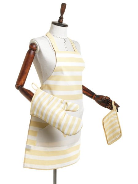 2'li Pamuk Keten Mutfak Eldiven Takımı Sarı - 18x18 Cm+35x19 Cm