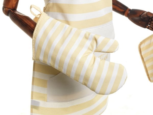 2'li Pamuk Keten Mutfak Eldiven Takımı Sarı - 18x18 Cm+35x19 Cm