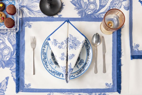 Sık Overlok Pamuk-Keten Peçete 40x40 Cm Mavi