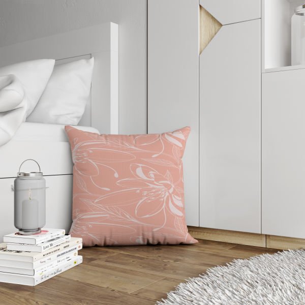 Çift Taraflı Morandi Renkli Çiçekler 4'lü Kırlent Kılıfı 437