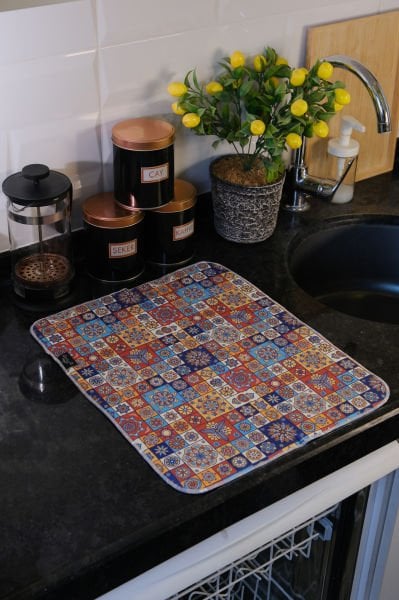 Bulaşık Kurutma Matı Kurulama Bezi Kurutma Örtüsü Tezgah Üstü Bulaşıklık 35x45 Cm Yıkanabilir 002