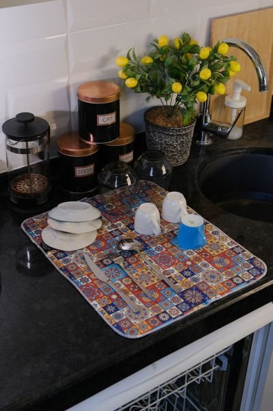 Bulaşık Kurutma Matı Kurulama Bezi Kurutma Örtüsü Tezgah Üstü Bulaşıklık 35x45 Cm Yıkanabilir 002