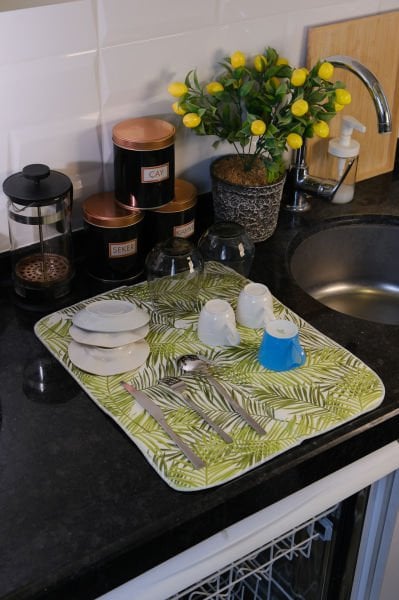 Bulaşık Kurutma Matı Kurulama Bezi Kurutma Örtüsü Tezgah Üstü Bulaşıklık 35x45 Cm Yıkanabilir 004