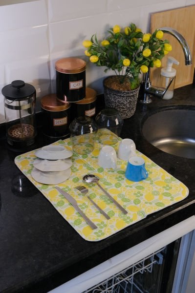 Bulaşık Kurutma Matı Kurulama Bezi Kurutma Örtüsü Tezgah Üstü Bulaşıklık 35x45 Cm Yıkanabilir 006