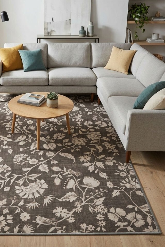 Arden Makinede Yıkanabilir Bambu Halı Kahverengi