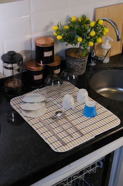 Bulaşık Kurutma Matı Kurulama Bezi Kurutma Örtüsü Tezgah Üstü Bulaşıklık 35x45 Cm Yıkanabilir 009