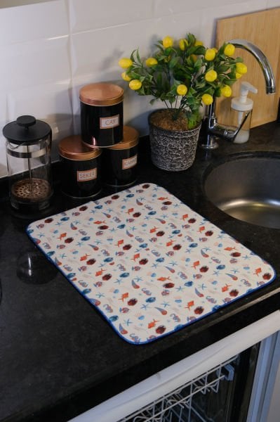 Bulaşık Kurutma Matı Kurulama Bezi Kurutma Örtüsü Tezgah Üstü Bulaşıklık 35x45 Cm Yıkanabilir 010