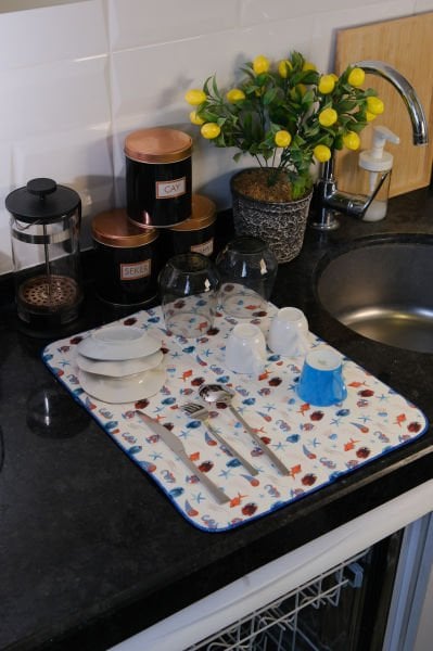 Bulaşık Kurutma Matı Kurulama Bezi Kurutma Örtüsü Tezgah Üstü Bulaşıklık 35x45 Cm Yıkanabilir 010