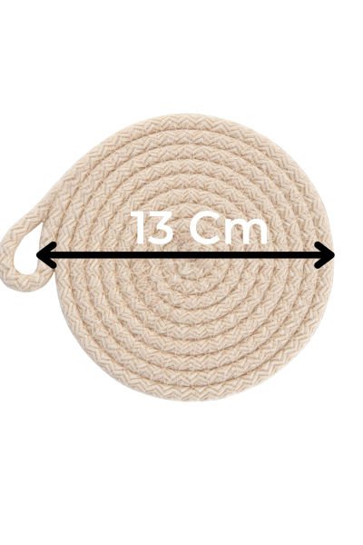 6'lı Pamuk Askı Halkalı Yuvarlak Bardak Altlığı – Krem (13 cm)