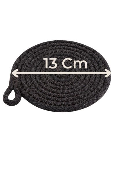 6'lı Pamuk Askı Halkalı Yuvarlak Bardak Altlığı – Antrasit (13 cm)