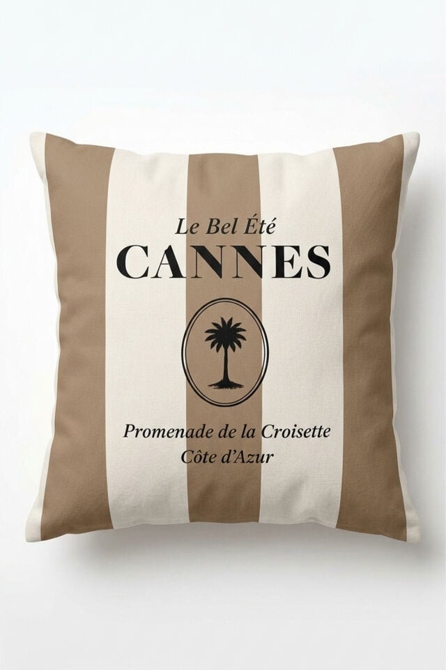 Cannes Çizgili Kırlent Kılıfı