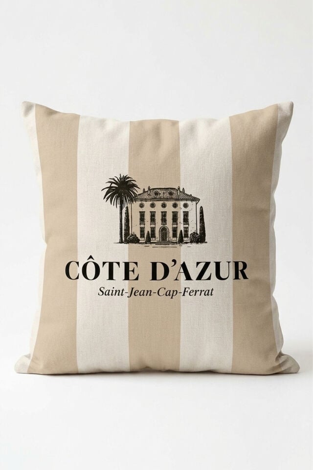 Côte d’Azur Çizgili Kırlent Kılıfı