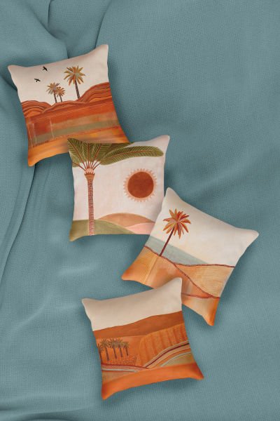 Saffran Palm Desert  Dörtlü  Kırlent Kılıfı 066