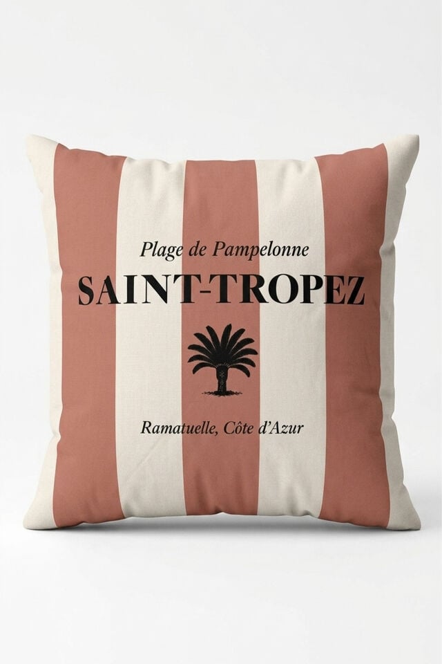 Saint-Tropez Çizgili Kırlent Kılıfı