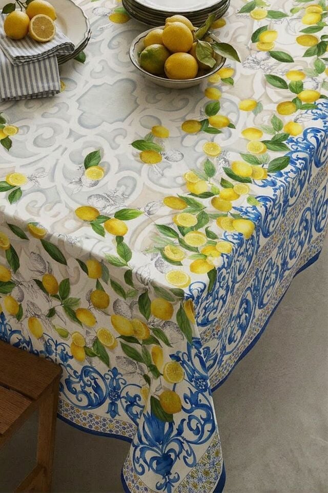Limon Bahçesi Pamuklu Masa Örtüsü-MSOR009